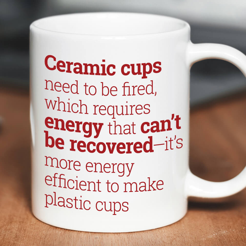 ceramic coffee mug with text on it