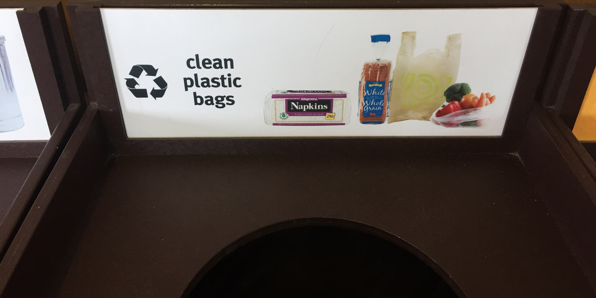 Plastic bag recycling bin at a grocery store