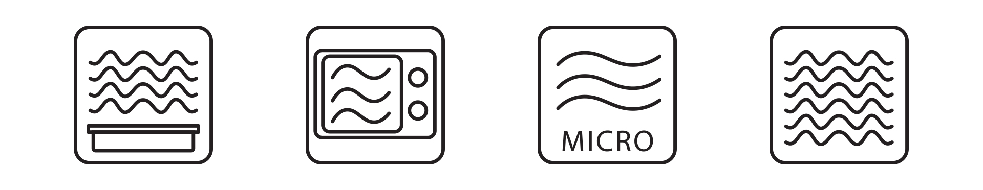 four symbols that represent microwave safe